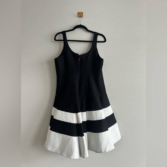 Halston Heritage Black White Drop Waist Mini Pleated Dress Silk Cotton – Size S - Picture 2 of 8